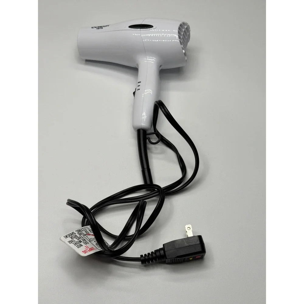 Conair 1875‎ Watt Hair Dryer White Lightweight Blow Dryer High Low Settings
